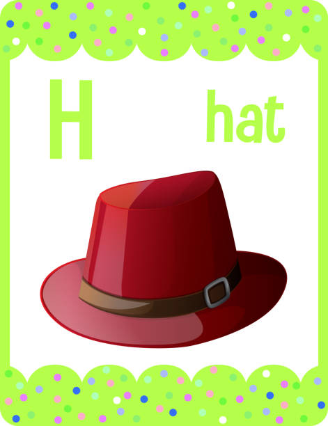 алфавит флэш-карты с буквой h для шляпы - letter h alphabet education learning stock illustrations