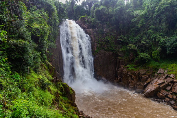 istock Muddy waterfall in tropical rainforest after raining. 1321277775