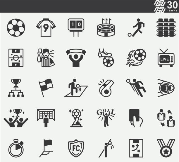 ilustraciones, imágenes clip art, dibujos animados e iconos de stock de fútbol, fútbol, iconos de la silueta de la copa mundial de fútbol - volley kick