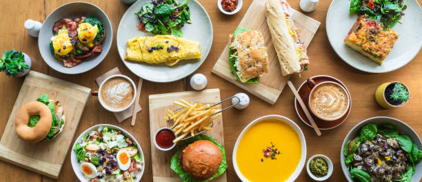 istock Table top view of delicious food. 1321283552