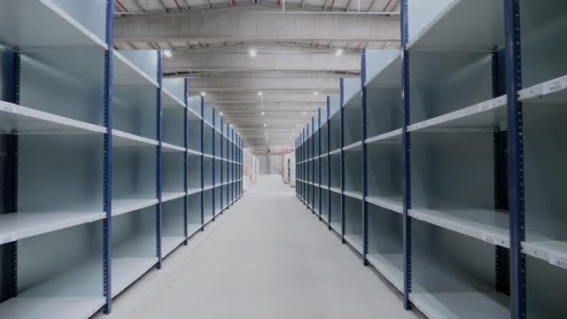 empty shelves in logistics warehouses