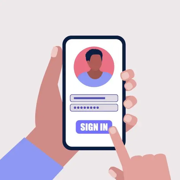 Vector illustration of Online registration