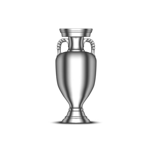 ilustrações, clipart, desenhos animados e ícones de copa do campeonato europeu, troféu de esportes de futebol realista vetor modelo 3d isolado em fundo branco - euro
