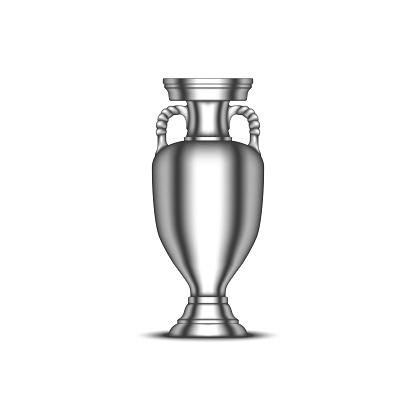 European Championship cup, football sports trophy realistic vector 3d model isolated on white background