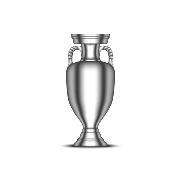 European Championship cup, football sports trophy realistic vector 3d model isolated on white background European Championship cup, football sports trophy realistic vector 3d model isolated on white background european football championship stock illustrations