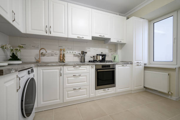 istock Luxury white modern kitchen furniture 1321292603