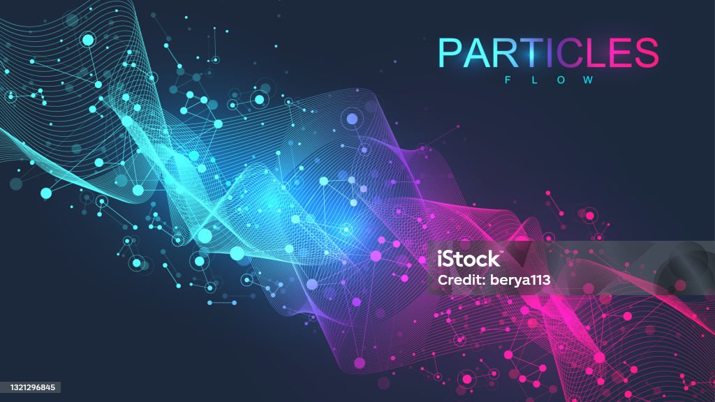 Abstract Scientific Background With Dynamic Particles Wave Flow 3d Data ...