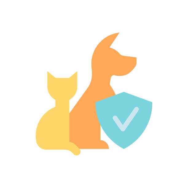 動物保護とケアベクターフラットカラーアイコン - security alertness canine pets点のイラスト素材／クリップアート素材／マンガ素材／アイコン素材