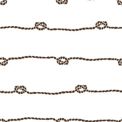 Rope Thread Pattern Seamless Vector Pattern With Rope Knot On White Background Simple ...