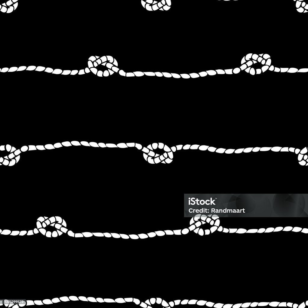 Rope Thread Pattern Seamless Vector Pattern With Rope Knot On Black Background Simple ...