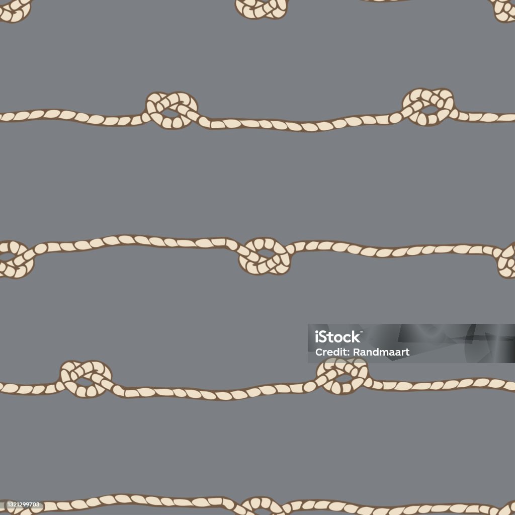 Horizontal Rope Pattern Seamless Vector Pattern With Rope Knot On Grey Background Simple ...