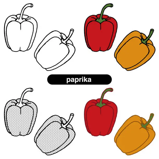 Vector illustration of Illustration of paprika in green-yellow vegetables