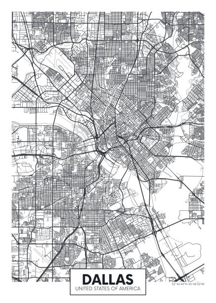 City map Dallas, travel vector poster design City map Dallas, travel vector poster design texas road stock illustrations