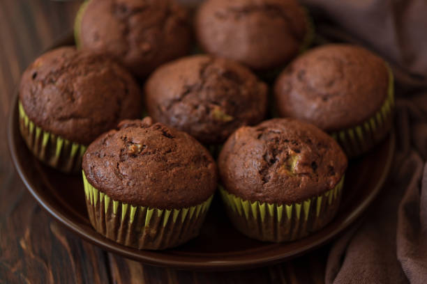 istock Close-up chocolate banana muffins. Selective focus 1321309221