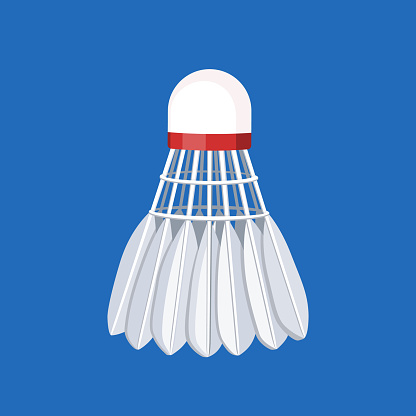 Classic shuttlecock for badminton with feathers, vector illustration.
