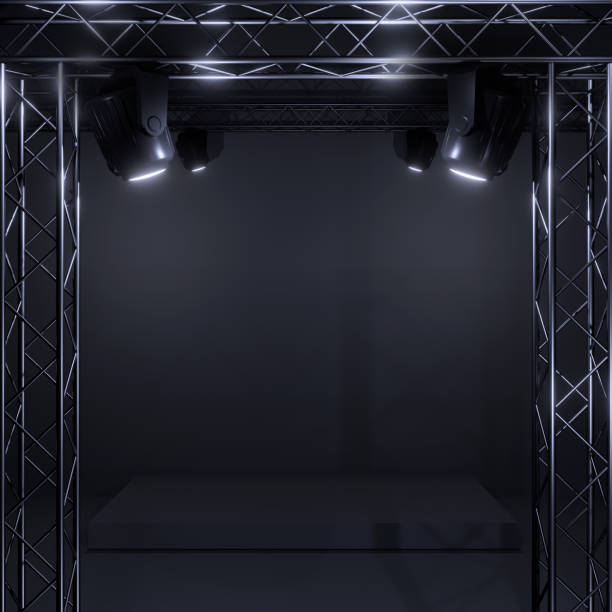 istock Display,Platform for design,Blank product stand with truss and lighting.3D render. 1321311279