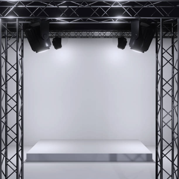 istock Display,Platform for design,Blank product stand with truss and lighting.3D render. 1321311310