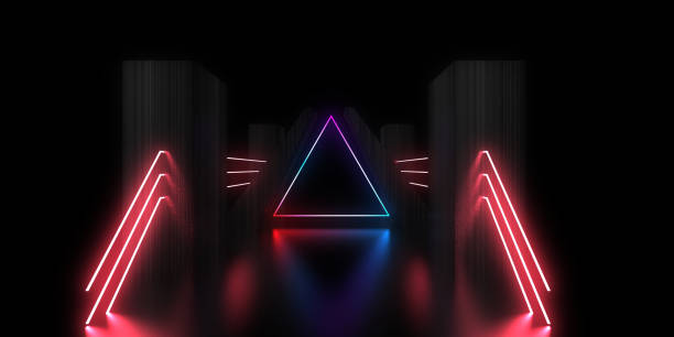 istock 3D neon abstract background. neon lines . 3d illustration 1321314166