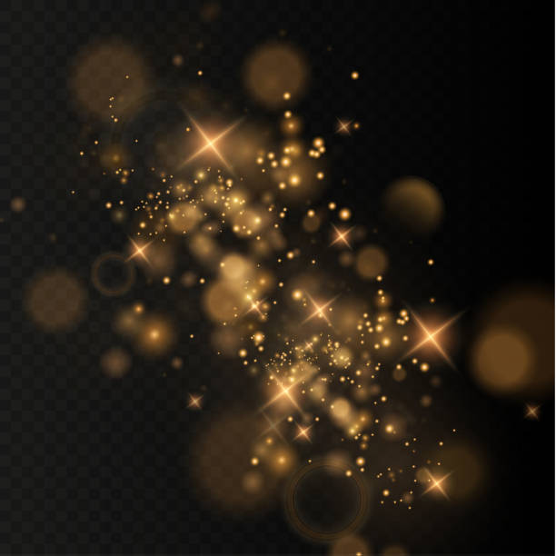 istock Christmas glowing light bokeh confetti and spark overlay texture for your design 1321314793
