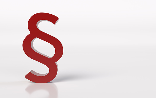 Big red 3D paragraph symbol and white background 3D rendering