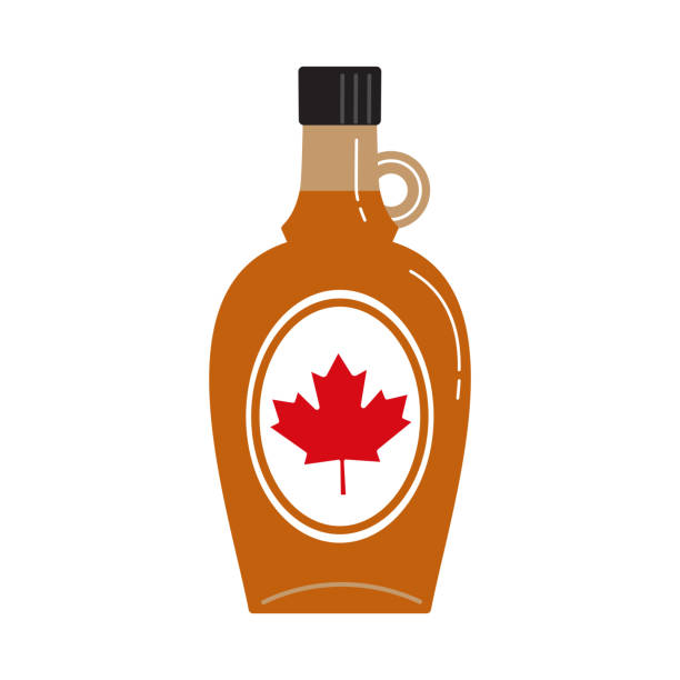 illustrations, cliparts, dessins animés et icônes de icône vectorielle de bouteille en verre de sirop d’érable canadien - syrup