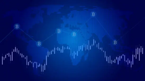 Vector illustration of Stock Market Candlestick Financial Analysis Abstract, bitcoin chart stock illustration
