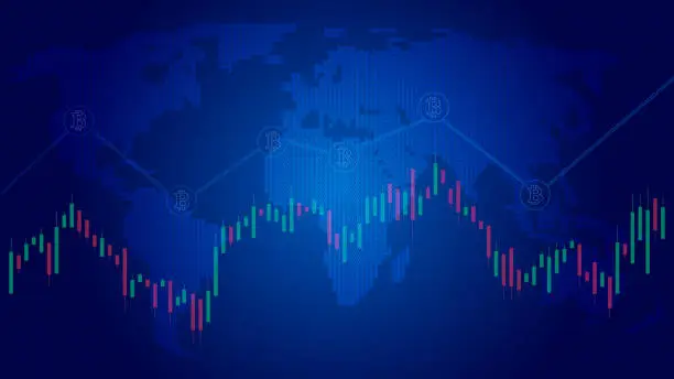 Vector illustration of Stock Market Candlestick Financial Analysis Abstract, bitcoin chart stock illustration