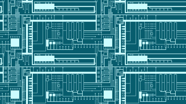 illustrations, cliparts, dessins animés et icônes de illustration techno vectorielle géométrique transparente - microcircuits et puces. - semiconductor industry