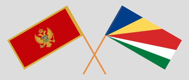 istock Crossed flags of Montenegro and Seychelles. Official colors. Correct proportion 1321322415