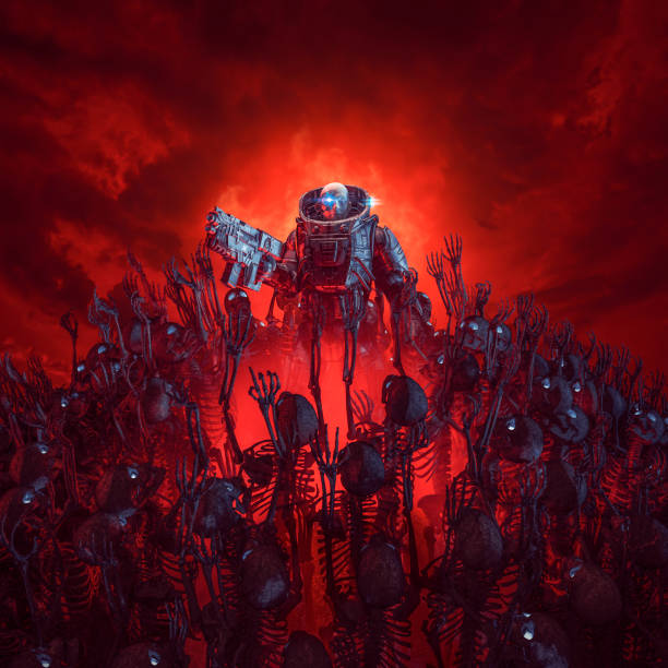 istock Cyberpunk soldier mission to hell 1321325031