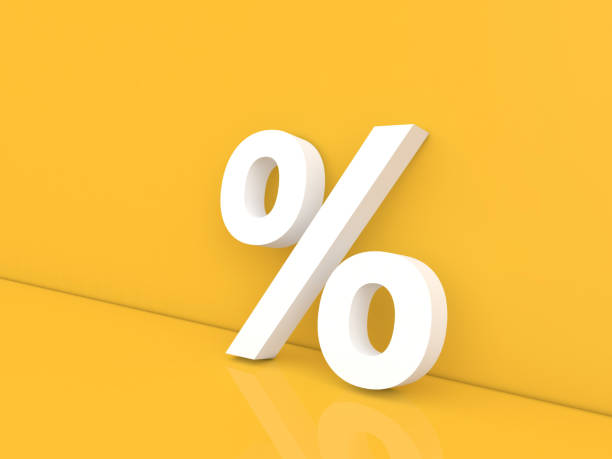 istock Percent sign on a yellow background. 1321325333