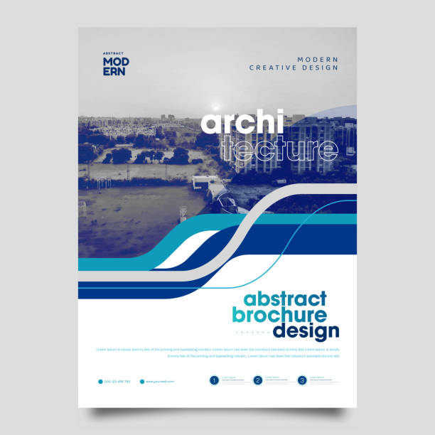 Brochure Flyer Template Layout Background Design. booklet, leaflet, corporate business annual report layout Abstract annual report blue brochure template design templates stock illustrations