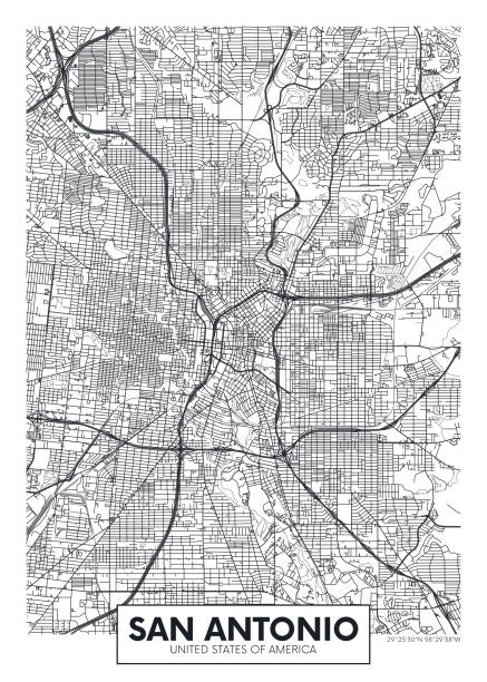 City map San Antonio, travel vector poster design City map San Antonio, travel vector poster design texas road stock illustrations