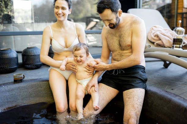 istock Family at spa with a young baby 1321334530