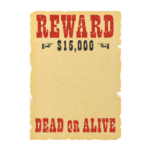 Vintage western reward placard. Wanted dead or alive poster template. Vintage western reward placard. Wanted dead or alive poster template bounty hunter stock illustrations