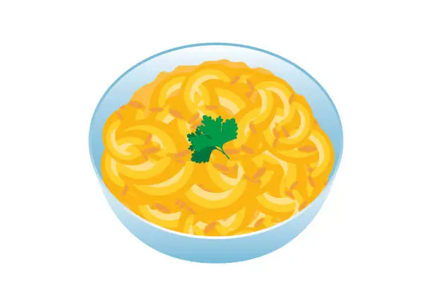 Vector illustration of Bowl of Macaroni and Cheese icon vector