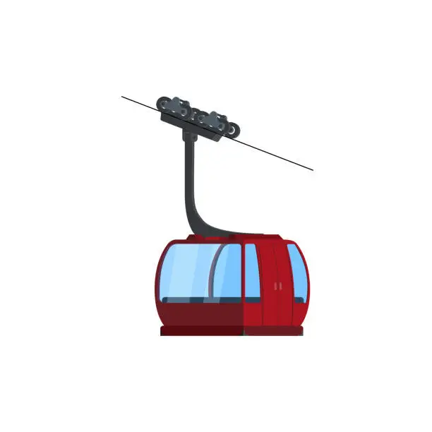 Vector illustration of Vector illustration of high detailed cable car and model of a Cable-way Car System.