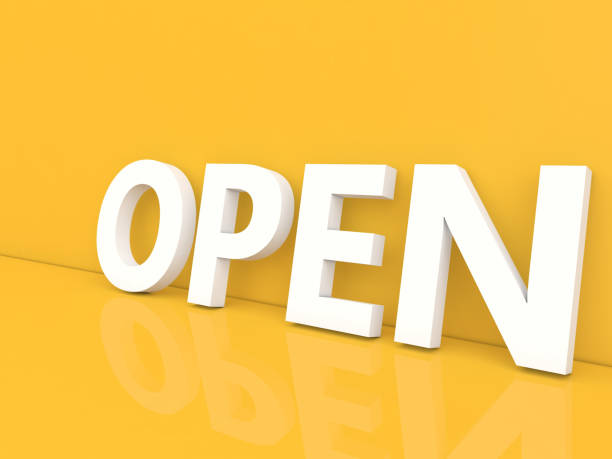 istock The inscription is open in large letters on a yellow background. 1321337802