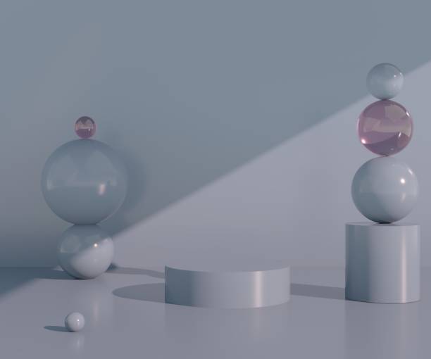 istock Minimal scene with geometrical forms, podiums in cream background with shadows. Scene to show cosmetic product, Showcase, shopfront, display case. 3d 1321340852