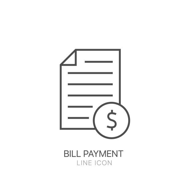 ilustrações, clipart, desenhos animados e ícones de projeto de lei linha de pagamento vetor ícone design de sinal fiscal - tax tax form receipt refund