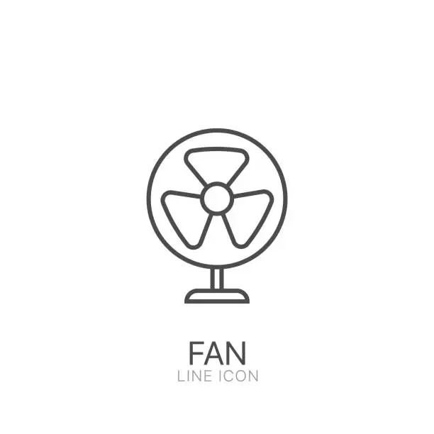 Vector illustration of Fan simple vector line icon Jet turbine sign. Ventilator symbol