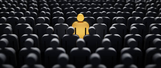 istock Golden man icon in the crowd 1321350960