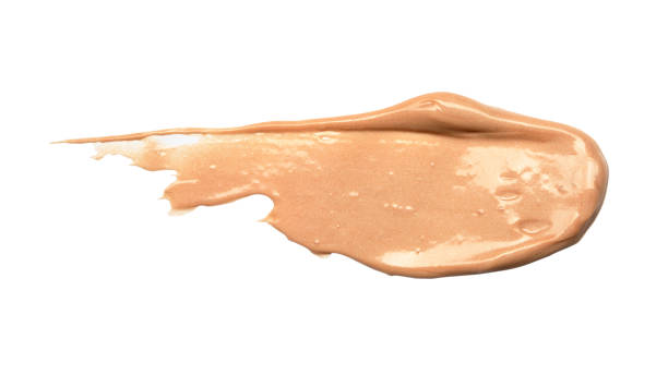 istock Creamy foundation smeared on white background. Isolated 1321351285