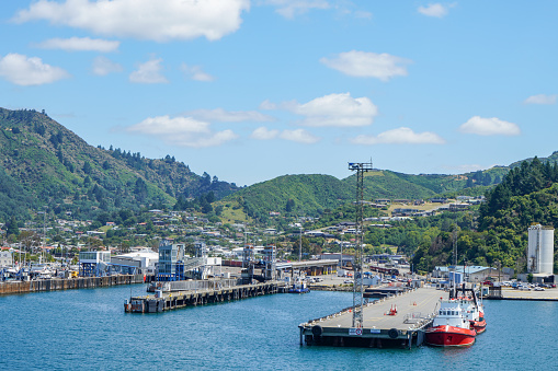 Picton Harbor, the view of Wellington - Picton (Interislander Cook Strait Ferry),  Wellington, New Zealand.