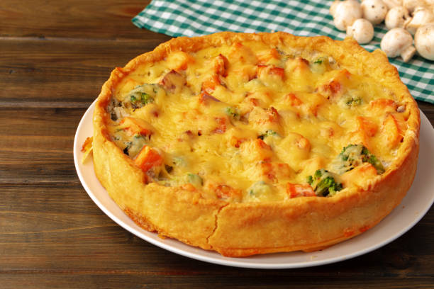 istock Fresh meat pie on served on wooden table 1321353330
