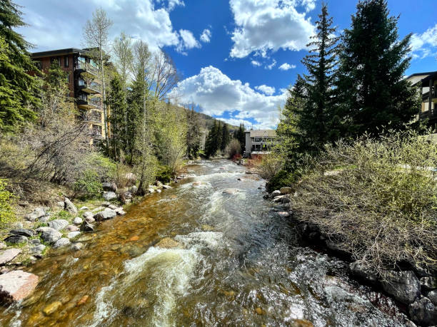 Vail Colorado River landscape view in Vail, Colorado colorado river stock pictures, royalty-free photos & images