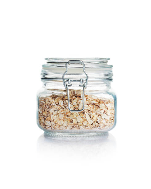 istock Rolled oats in glass jar. 1321355780
