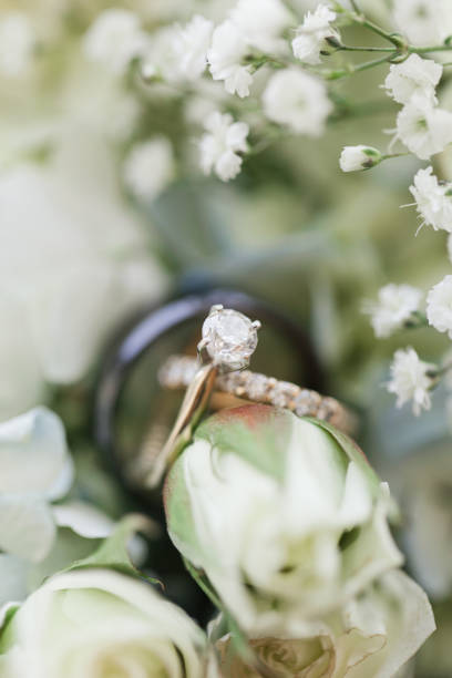 istock Diamond Wedding Rings in Bright Natural Light 1321359626
