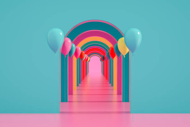 istock Abstract Colorful Tunnel with Balloons 1321359846
