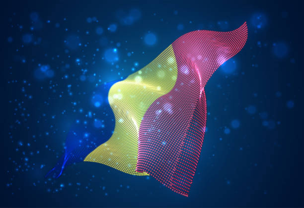 istock Vector bright glowing country flag of abstract dots. Romania 1321361873